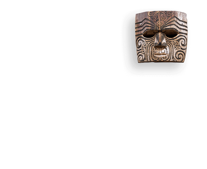 Máscara de madeira símbolo da cultura do Povo Maori da Nova Zelândia