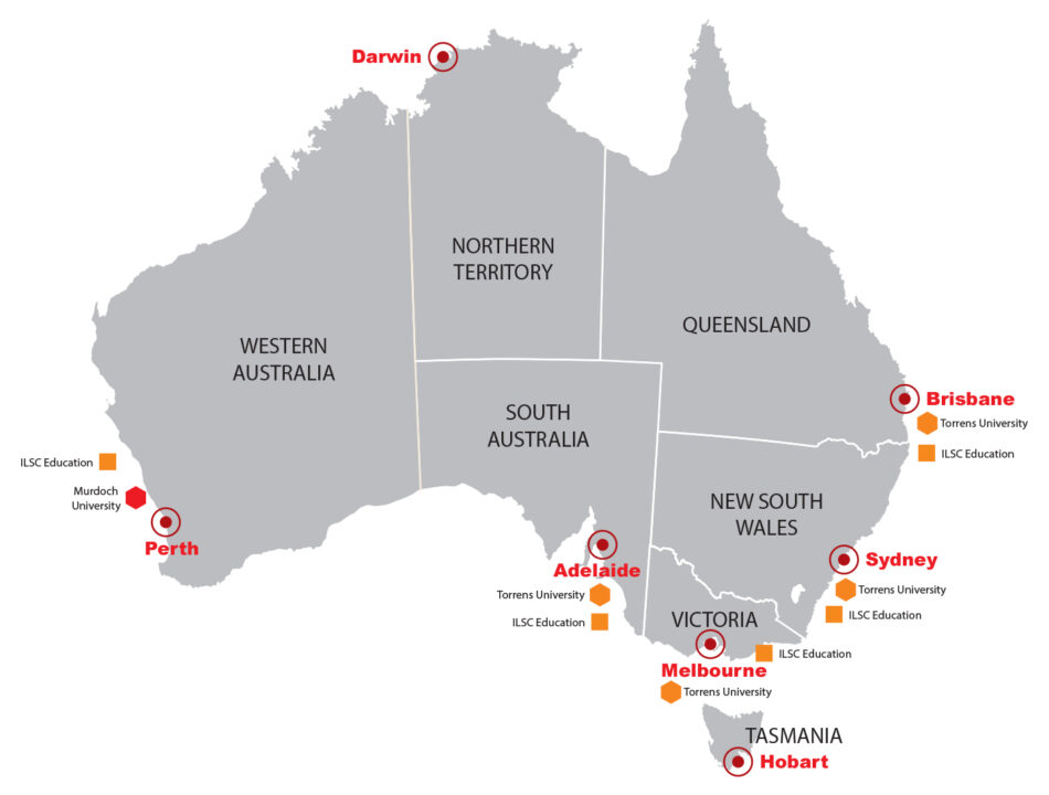 map univer and school australia