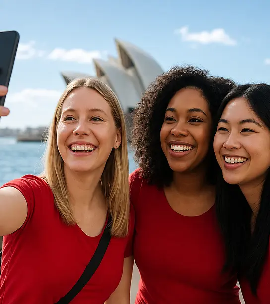 Grupo de estudantes sorrindo